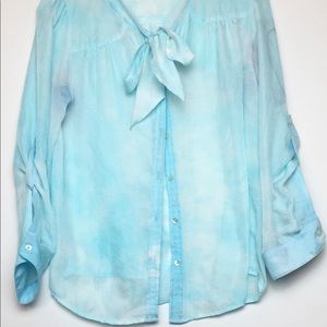 Tie dyed cloudy blue Skies themed top